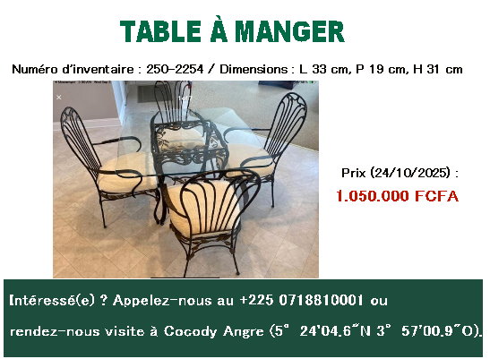TABLE A MANGER 